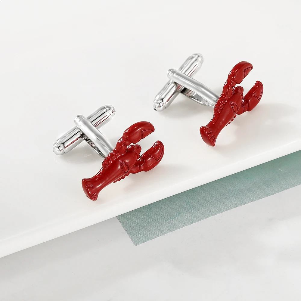 Statement Red Lobster Shaped Mens Cufflinks Personality Animal Shirt Suit Tuxedo Blouse Sleeve Button 260626 - view 3