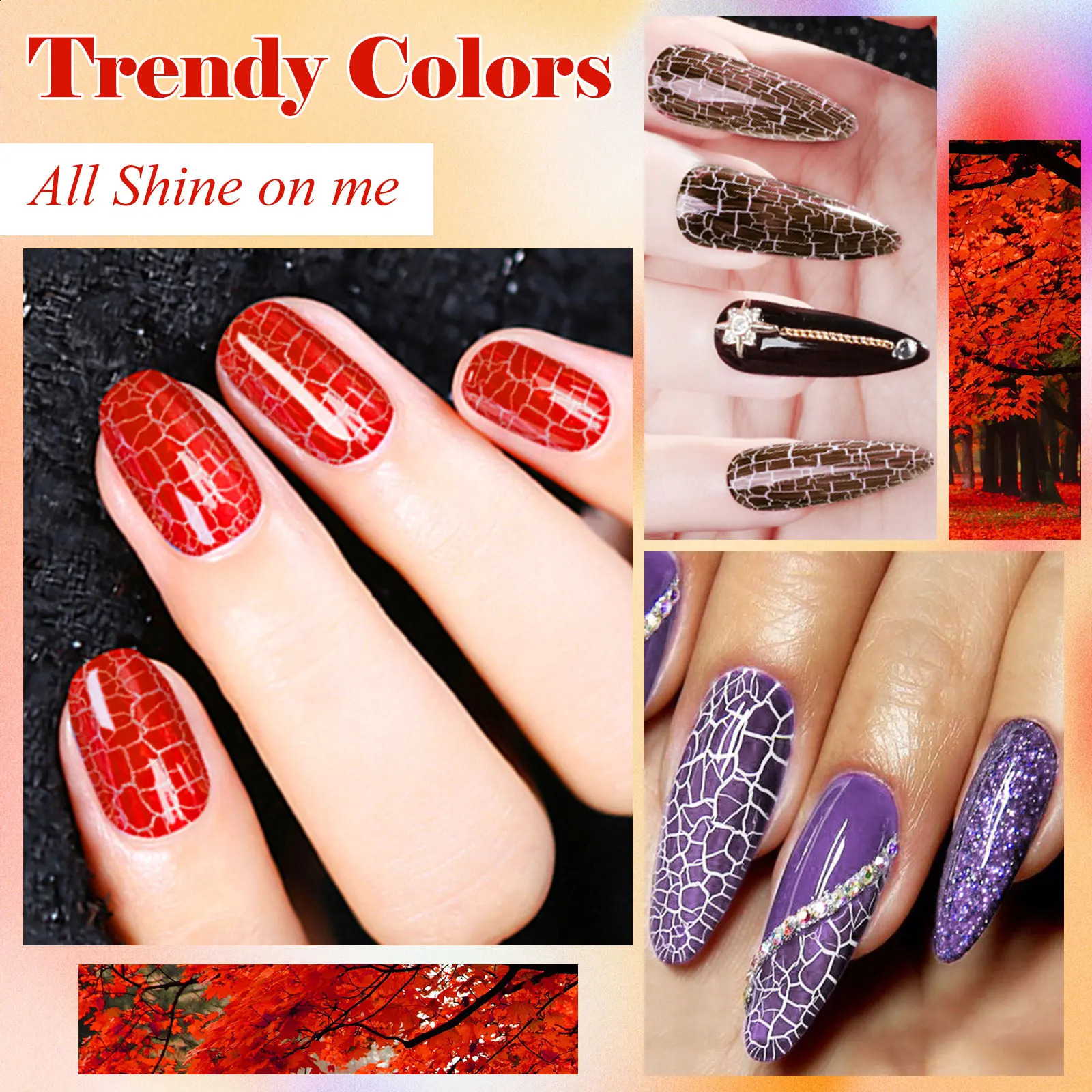 6pcs Crackle Gel Nail Polish Set Cracking Nail Lacquer Quick Dry Nail Art Varnish Semi Permanent Soak Off UV Gel Nail Supplies 260626 - view 5