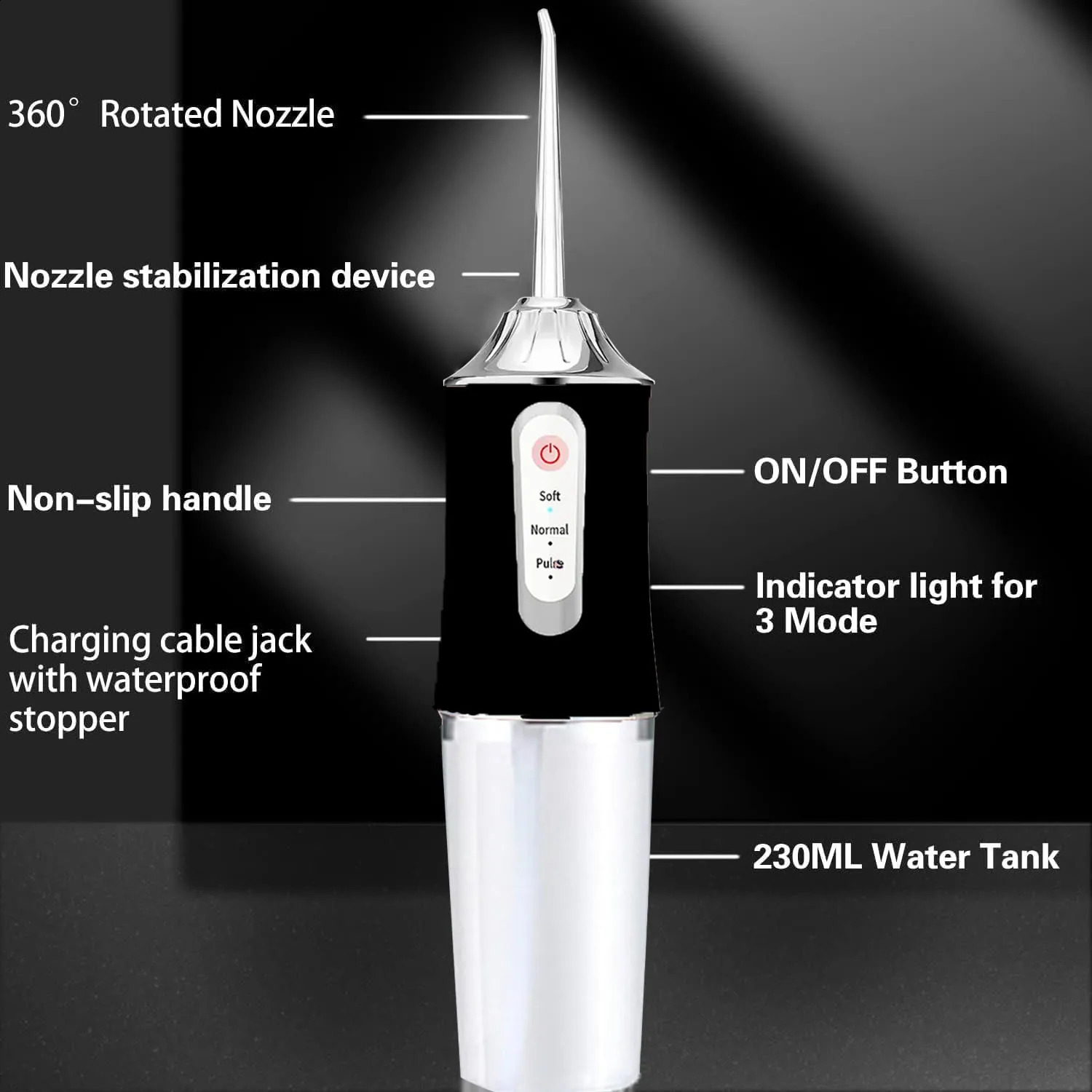 Water Flossers Portable Dental Irrigator Cordless Floss Irrigators Jet Rechargeable Oral Black Sets for Adults Braces 260626 - view 5