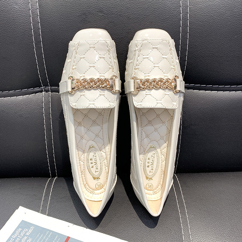 Designer Shoes 2026 Women's Square Toe Flat Patent Leather Flats, Buckle Embroidery Soft Sole Size 33-43 Free Shipping - view 4