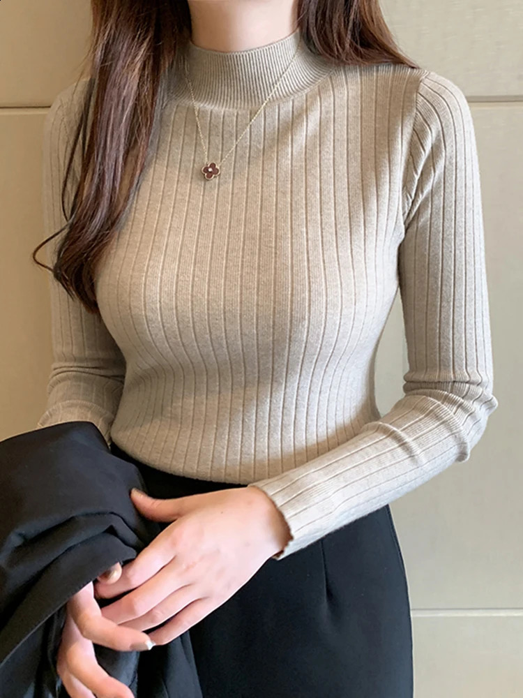 2026 Autumn Winter Knitted Ribbed Jumper Tops Women Turtleneck Pullovers Sweaters Long Sleeve Korean Slimfit Female Sweater 260626 - view 4