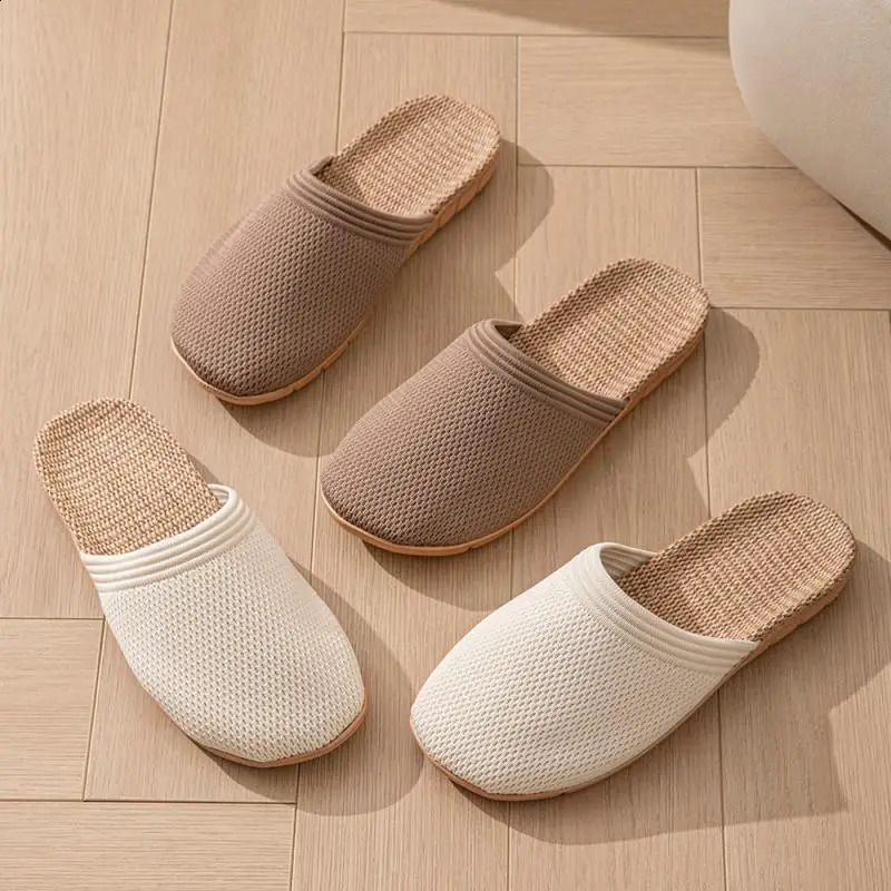 Mesh Casual Slippers Ladies Home Soft Womens Sandals Summer 2025 Hemp Elegant Slides Fashion Indoor Footwear Big Size 260624 - view 1