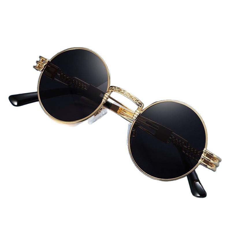 Cross-Border Hot New Retro Steampunk Round Frame Metal Spring Leg Sunglasses for Women Sunshade Punk Sunglasses - view 5