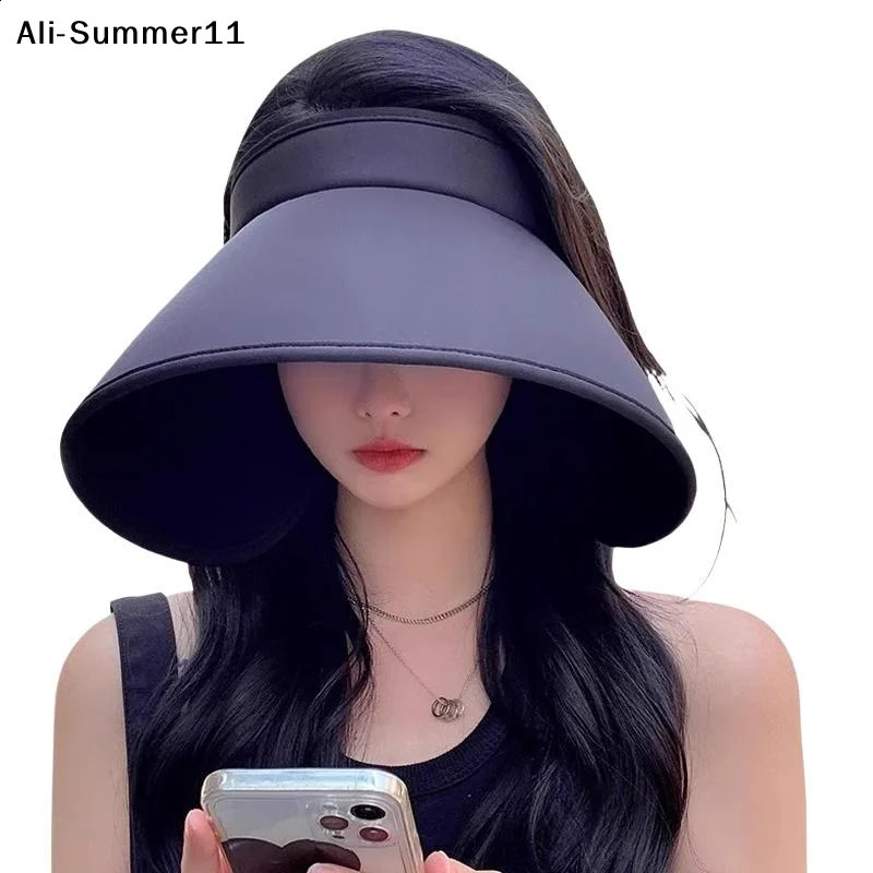 Tg1Summer Casual Empty Top Sun Hats Portable Wide Large Brim Cap UV Protection Foldable Visors Women Sunshade Beach Hiking Hat 260625 - view 6