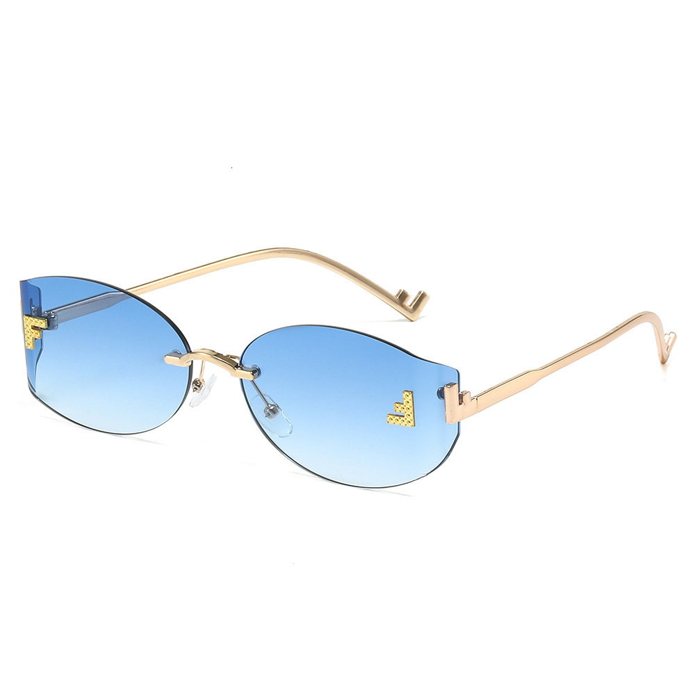 New Style Red Frameless With Cut Edges Letter F, European And American Fashion Trend, High-End Women's Stylish Sunglasses - view 1