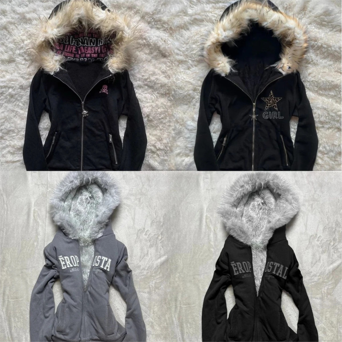 Grunge Zipper Sweatshirts Vintage Gothic Coats Harajuku Streetwear Y2k Jackets with Hooded Women Subculture Hoodies Cross Skull 260626