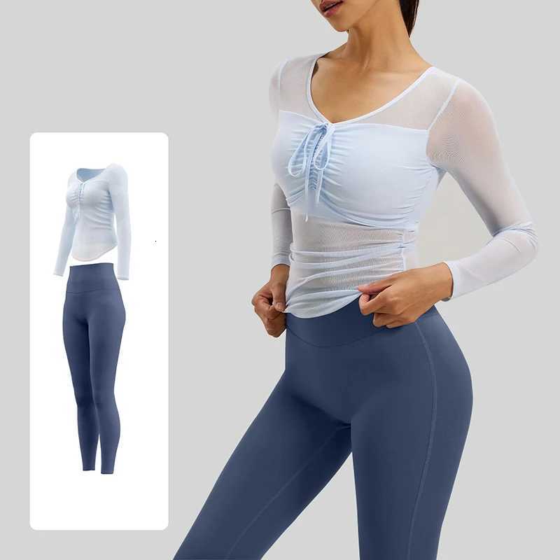 Clothes Womens Pilates New Mesh Slim Fit Fixed Chest Pads Running Sports Workout Set Lightweight Comfortable 2 Piece Yoga Sets M260626 - view 5