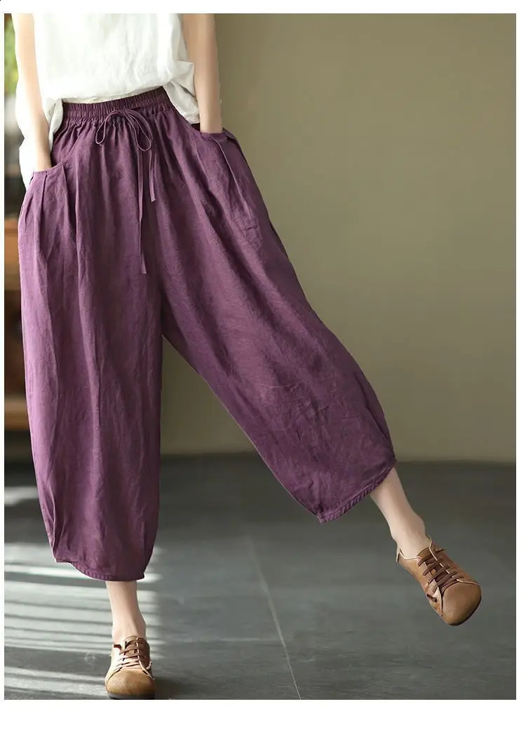 Womens Solid Color Retro Elastic Waist Pants Office Lady Fashion Arrival Trendy Comfortable 260625 - view 6