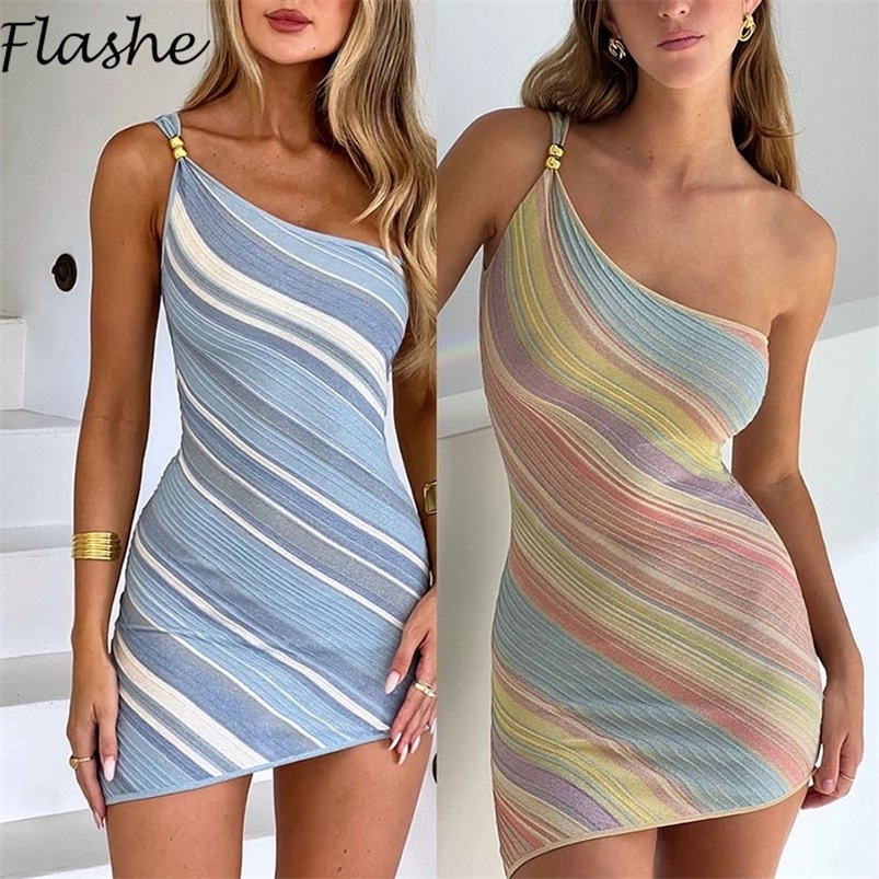 Elegant Woman Dress Multi Color Patchwork Diagonal Collar Mini Dress Women Summer Sleeveless Sexy Bodycon Dress Party Vestidos 260618CJ
