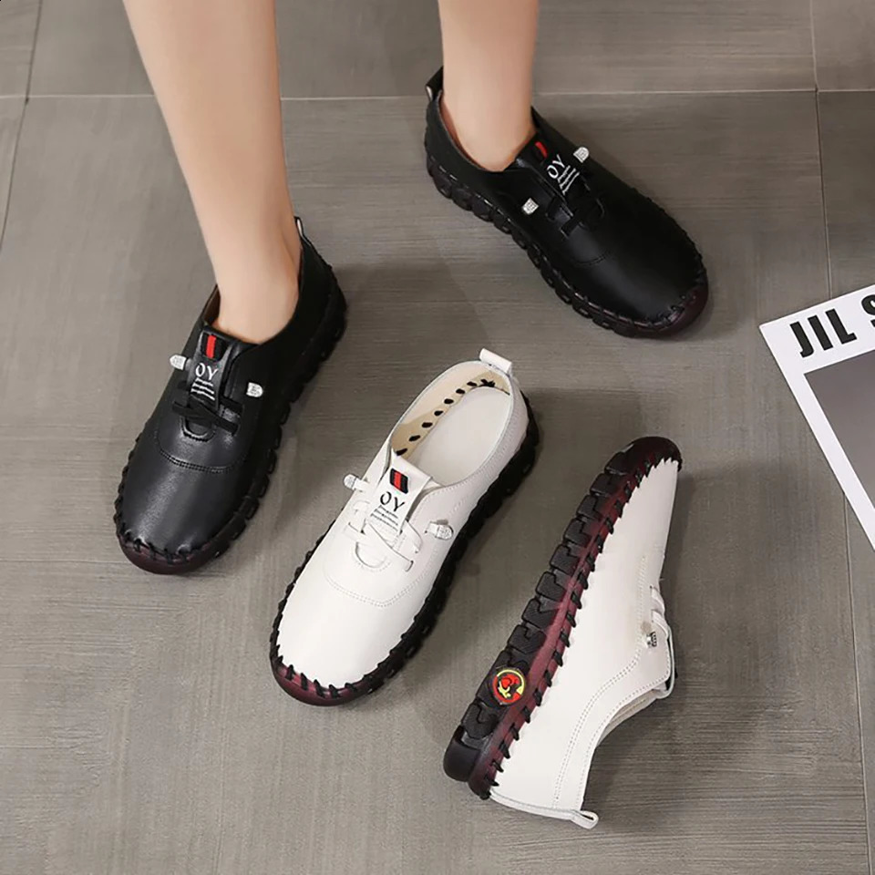Sneakers Women Shoes Loafers Lace Up Leather Flat Spring Casual comfortable Mom Shoe Mujer Zapatos Chaussure Femme 260626 - view 7