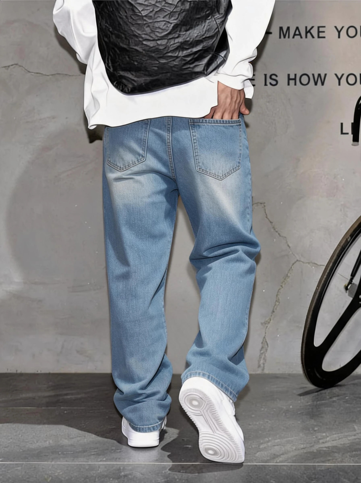 Mens Ripped Denim Long Pants Loose Straight Fit AllSeason Versatile Wear Hip Hop Y2K High Street Vintage Trendy Style 260625 - view 3