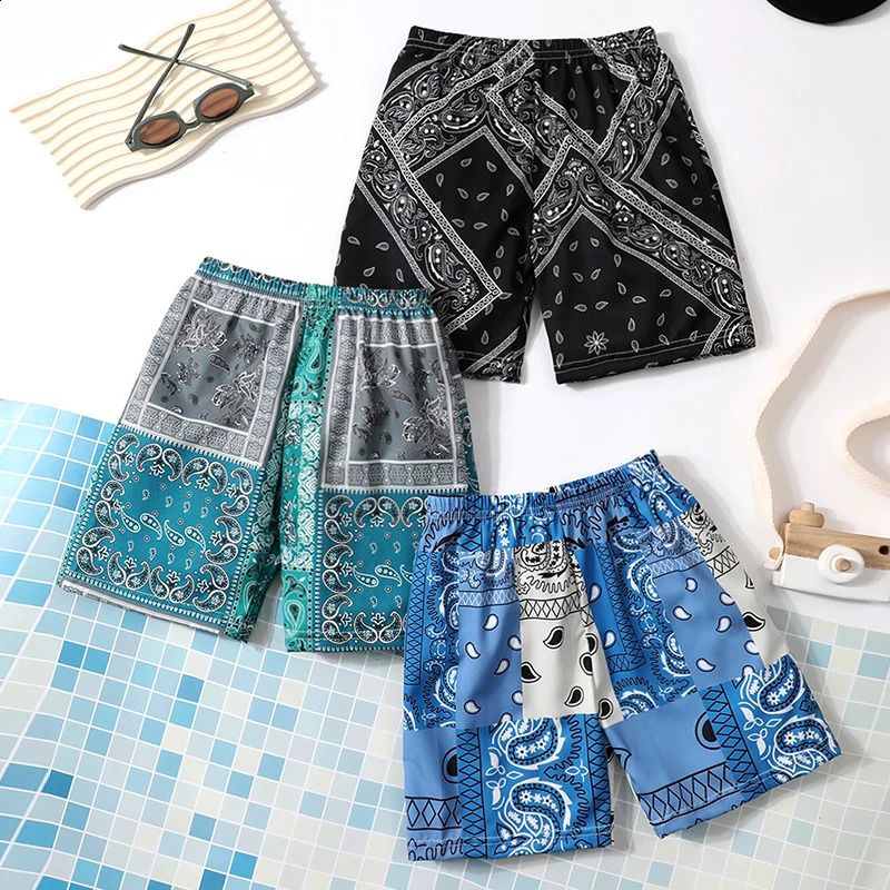 3 Pcs Summer Childrens Holiday Leisure Beach Pants 5 Minutes Big Boy Tie-dye Gradient Shorts Girl Loose Thin Pants Brother Pant 260626 - view 1