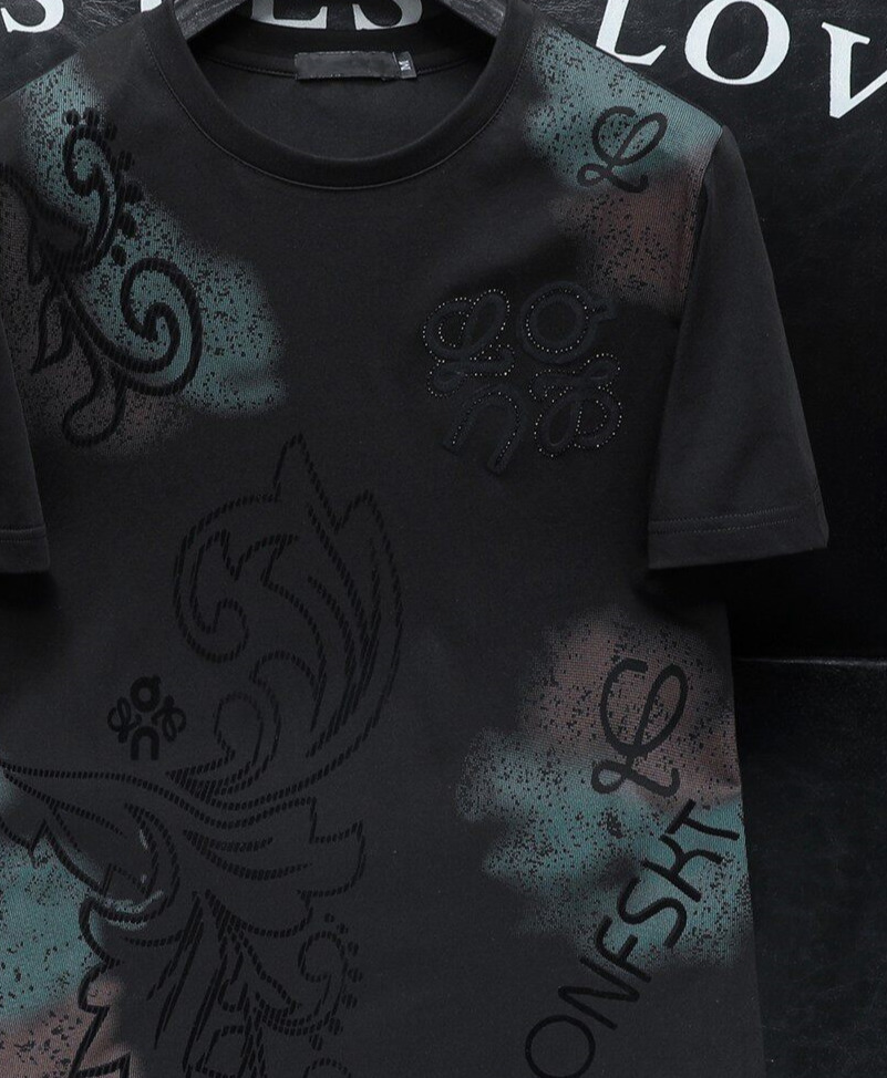 Chinese-Style Ink Painting Rhinestone Print Short-Sleeve For Men, New Summer Fashion, Large Size Casual Youth Half-Sleeve T-Shirt - view 4