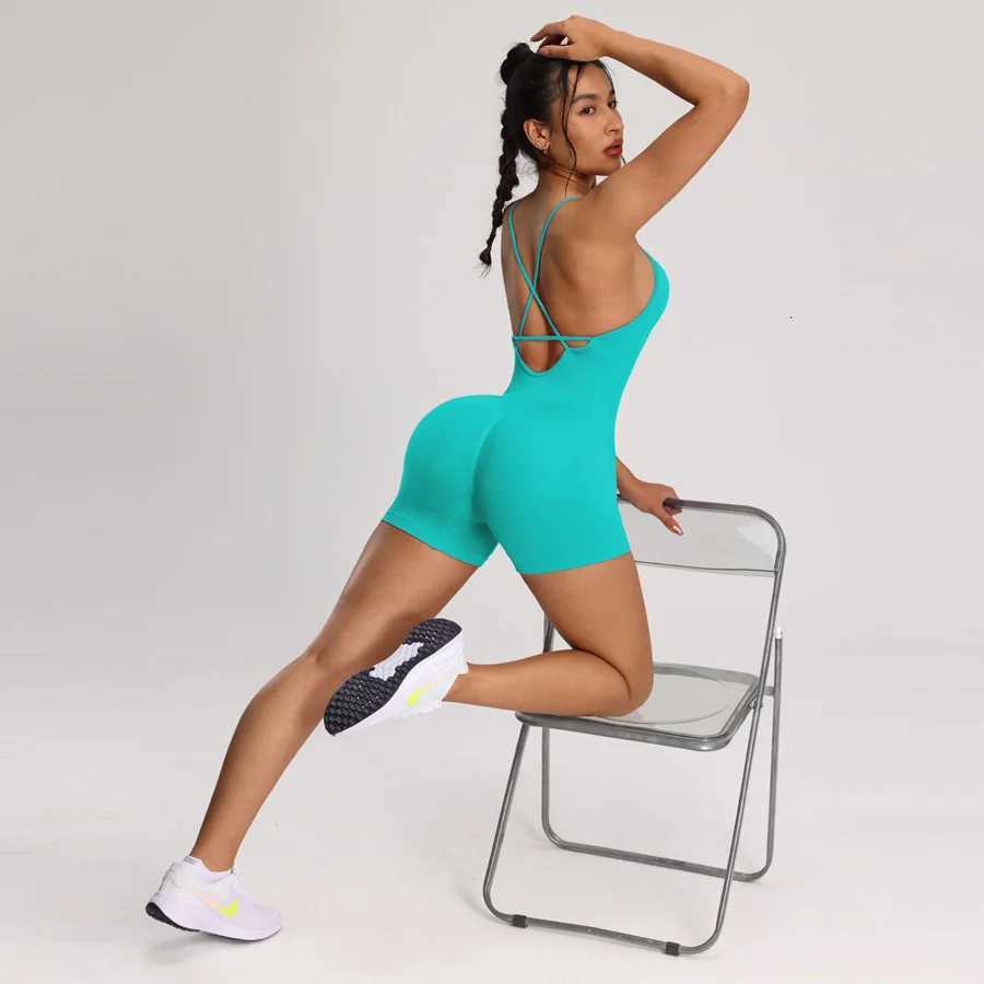 Yoga Backless Womens Combi-pants Bodysuit Shorts Jumpsuits Gym-to-Street Overalls Summer Fitness Jumpsuit for Gym Rompers M260626 - view 6