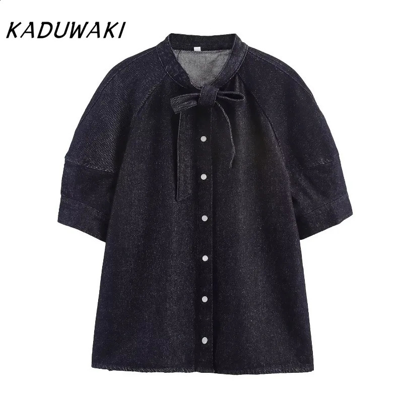 KADUWAKI American Retro Casual Womens O Neck Short Sleeve Shirt Top Solid Sagging Sense Long Skirt Sets Spicy Girl 2piece Set 260625 - view 4