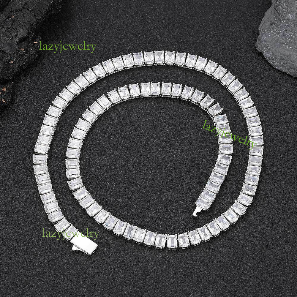 Designer custom 6mmVVS Moissangite Rectangular tennis necklace Full diamond ice crystal Hip Hip Chain bracelet men's necklace - view 3