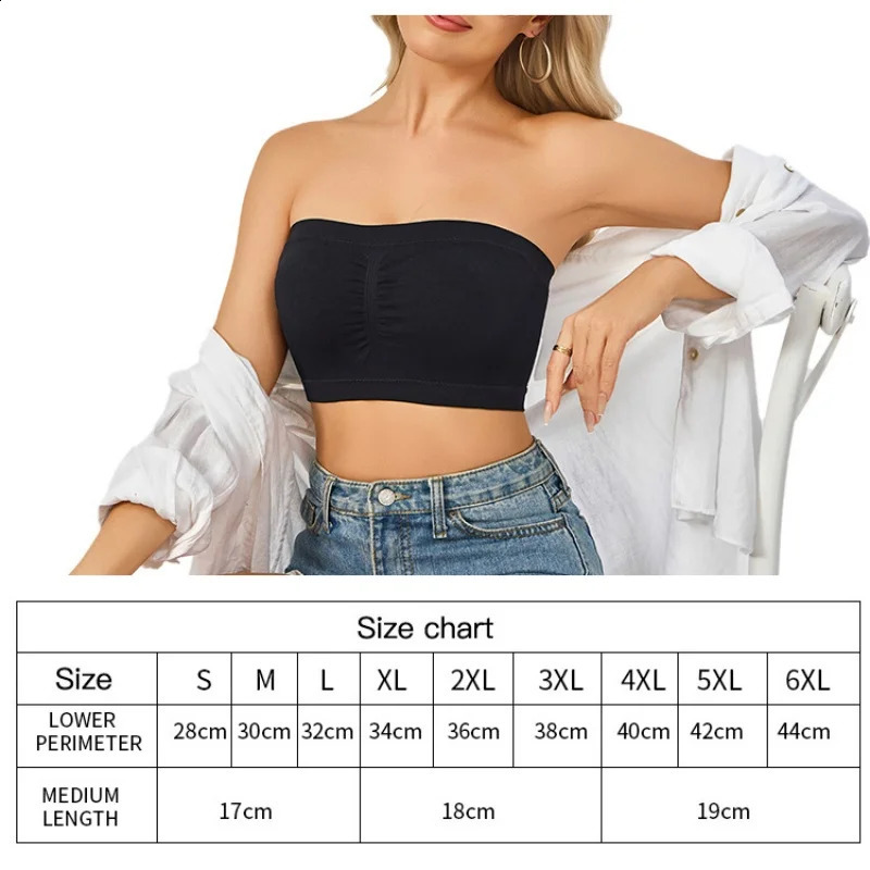 DOIAESKVE Plus Size Womens Tube Top Strapless Bra Wireless Big 5XL 6XL 260626 - view 7
