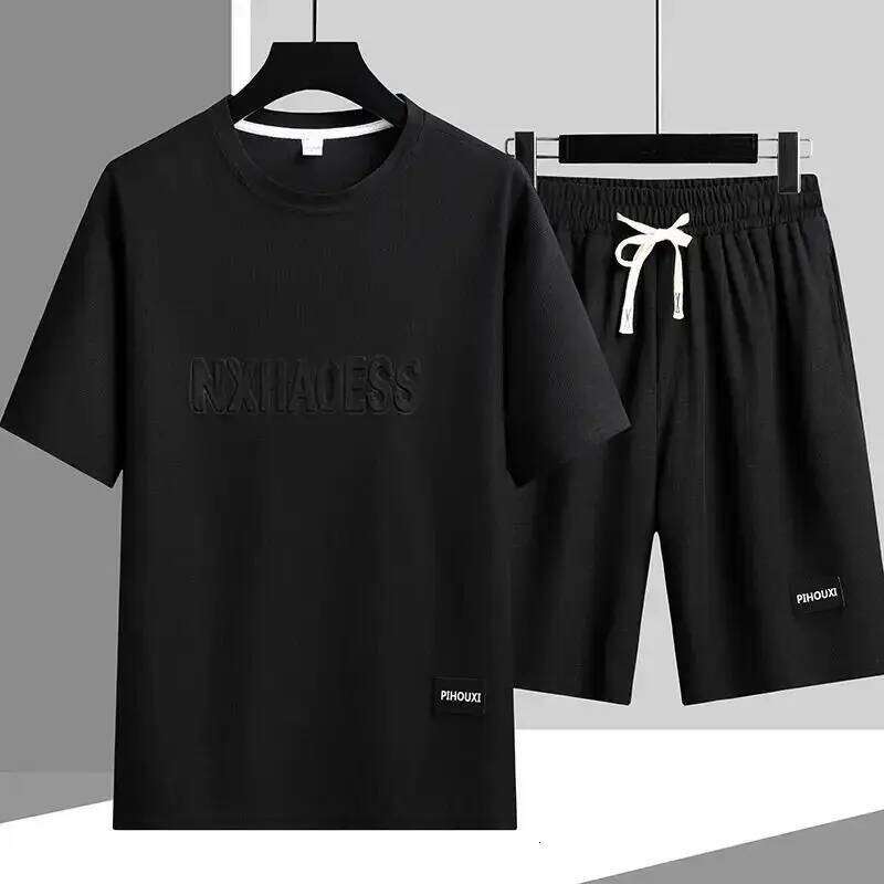Summer Leisure Sportswear Set Fashion Men Thin Loose Printed letters T-shirt Outdoor Two-piece Letter Round Neck T-shirt+shorts 26Y0626 - view 6