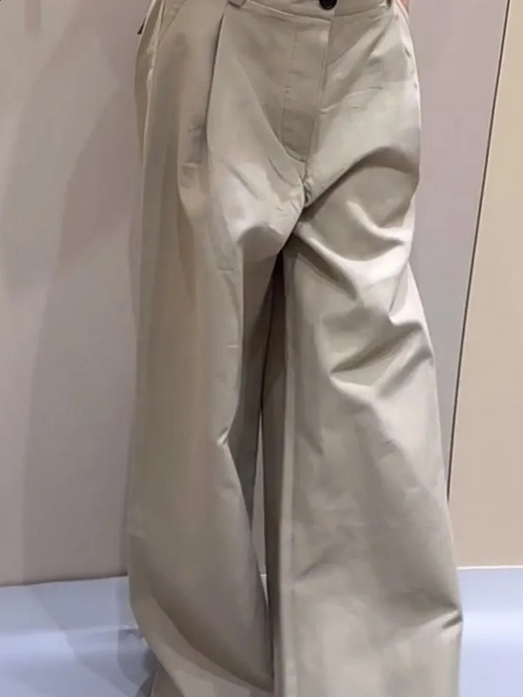 Summer Style Women Loose Fit Relaxed Khaki Pants Fashion Wide Leg Pant Work Lady Casual Long Floor Length Trousers 260625 - view 7