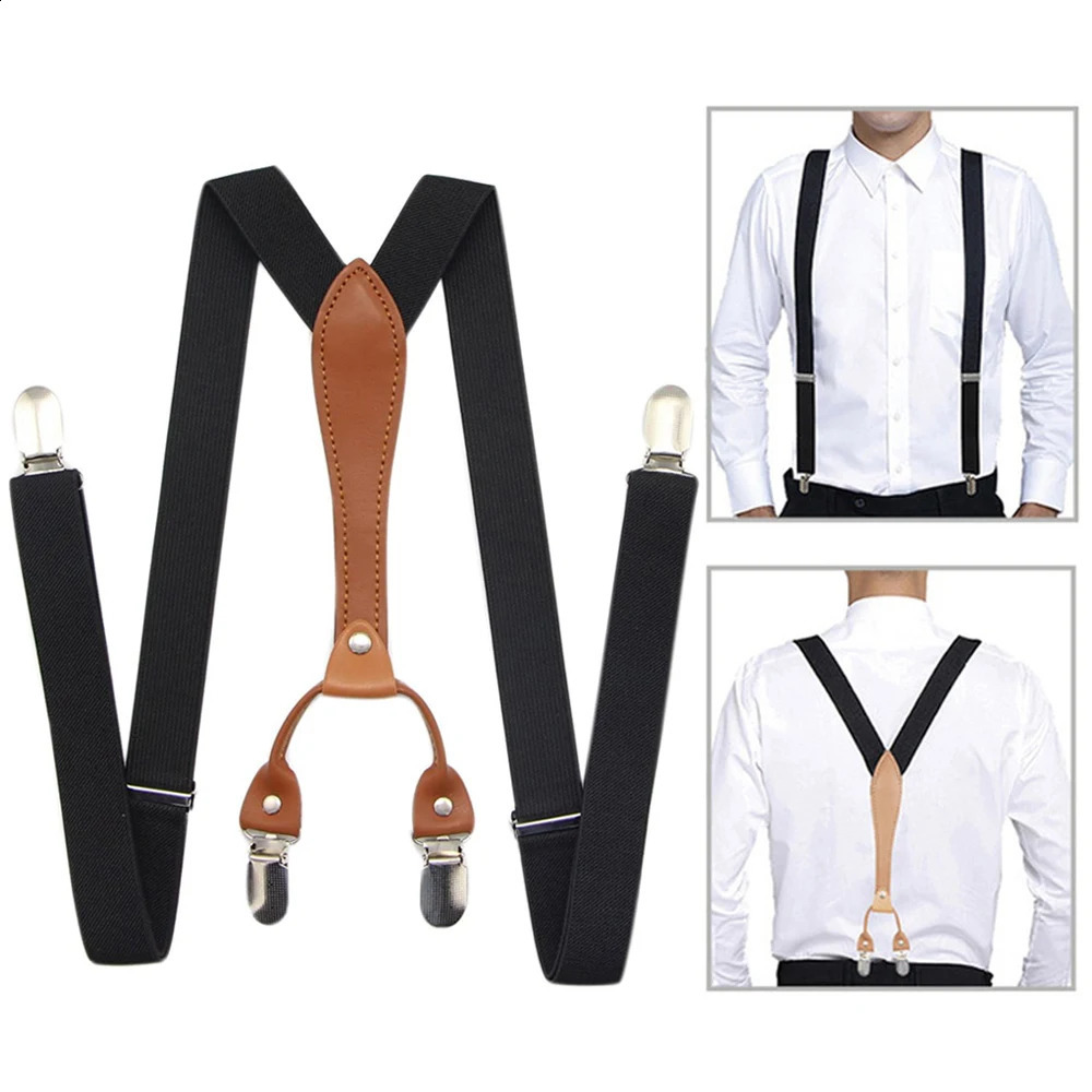 Fashion Suspenders for Men Women 25cm Wide X-back 4 Clips Adjustable Elastic Trouser Braces Straps Gifts for Dad Husband 260626