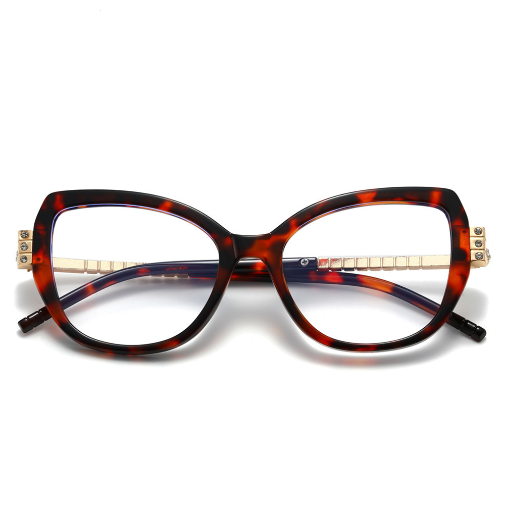 2026 New Cat-Eye European And American Style, Large Frame, Fashionable PC Metal Chain, Export Flat Lens Glasses - view 4