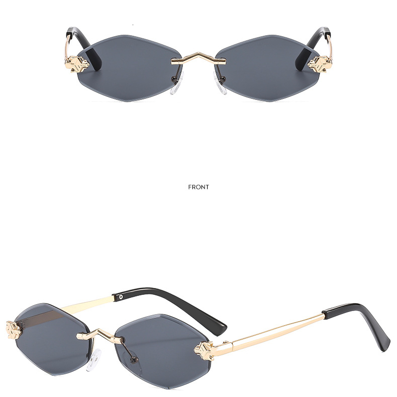 Designer's New Men's Frameless Sunglasses European And American Trendy Women's Glasses Diamond Shaped UV Resistant Personalized Luxury  - view 8