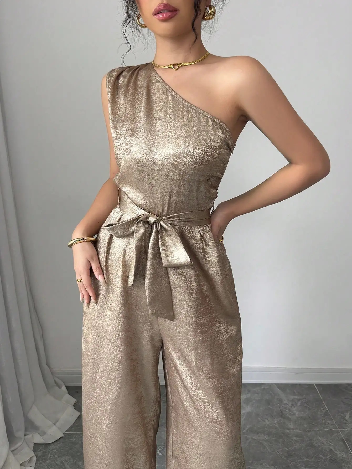 Women High Waist White Halter Neck Zip Front Wide Leg Jumpsuit Elegant Sleeveless Casual Party Vacation Romper 260626
