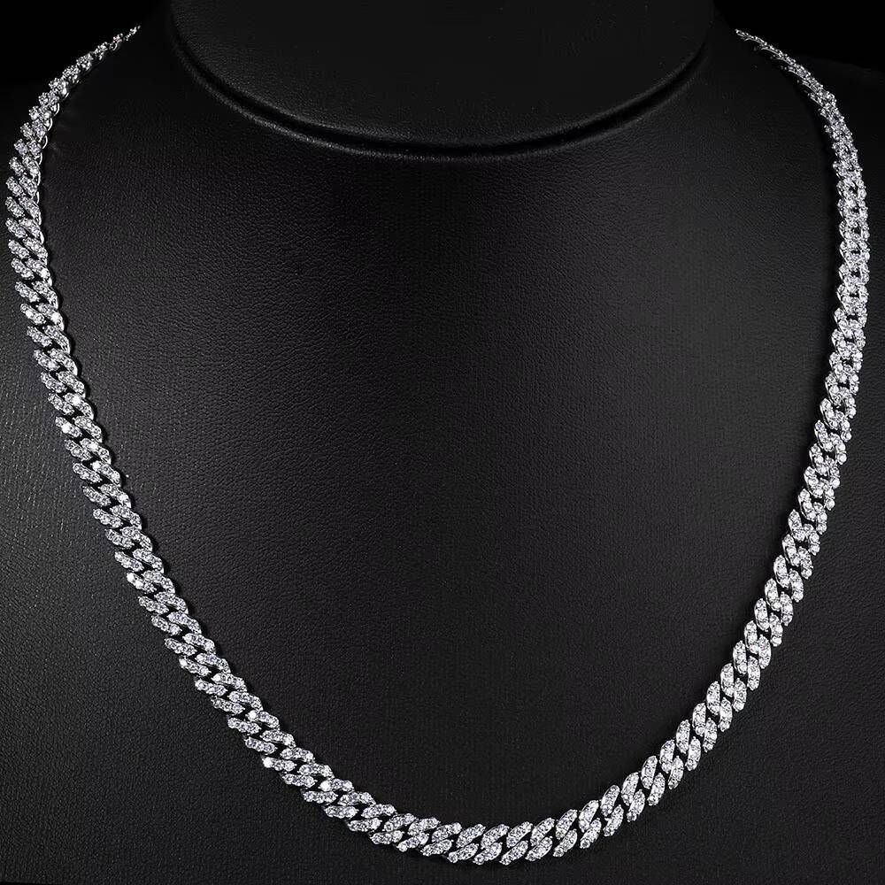 Fealux Womens Shiny Cuban Link Chain Necklace 6mm Silver Plated Full Pave Cubic Zirconia Iced Out Luxury Hip Hop Fine Jewelry - view 4
