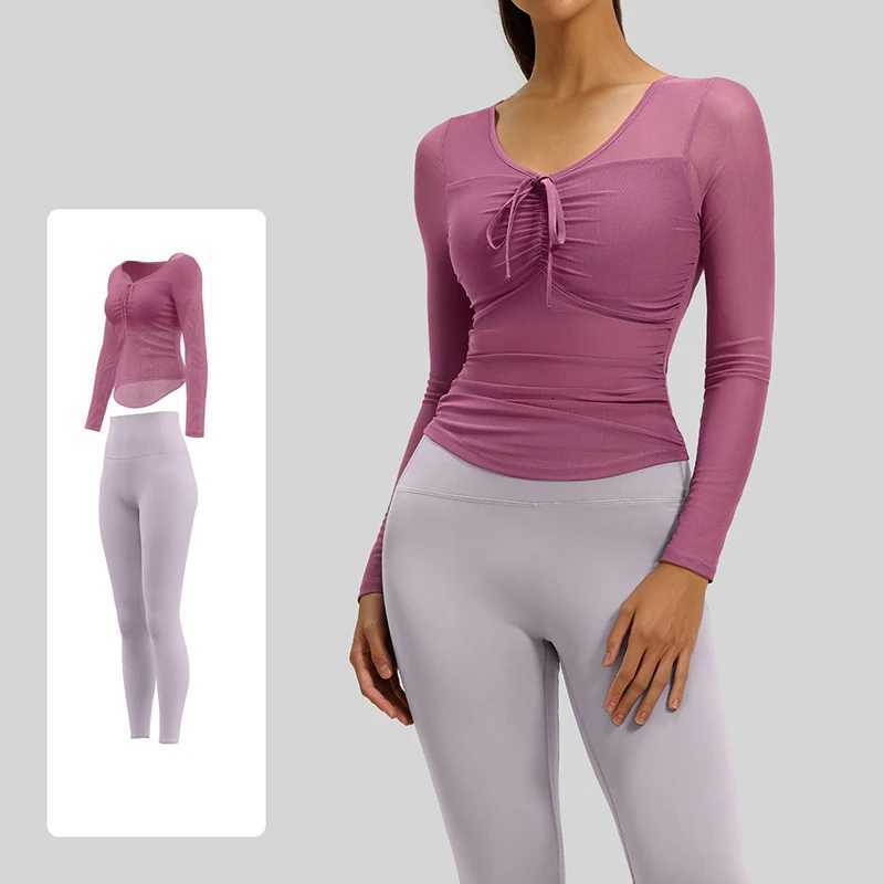 Clothes Womens Pilates New Mesh Slim Fit Fixed Chest Pads Running Sports Workout Set Lightweight Comfortable 2 Piece Yoga Sets M260626 - view 4