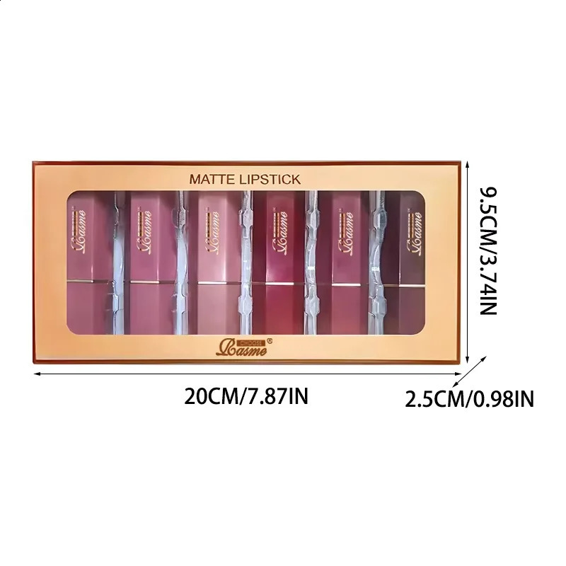 6 Colors Gold Bar Tube Lipstick Matte Texture Pearlescent Glitter Velvet Lipstick Valentines Day Gift 6PCS 260626 - view 7