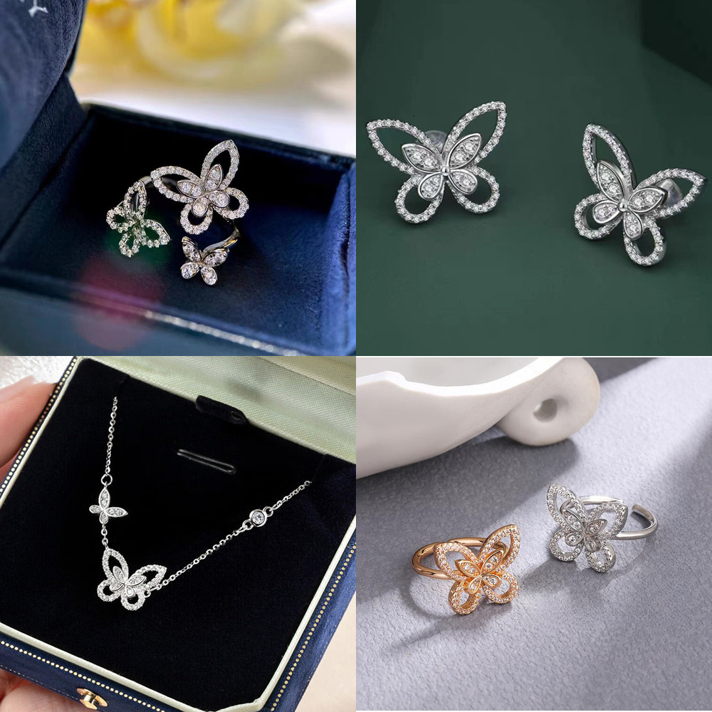 Bracelet Fashionable Full Diamond Phantom Butterfly Shaped Necklace For Women Exquisite Full Diamond Phantom Butterfly Earrings Bracelet Ring Luxury J - view 1