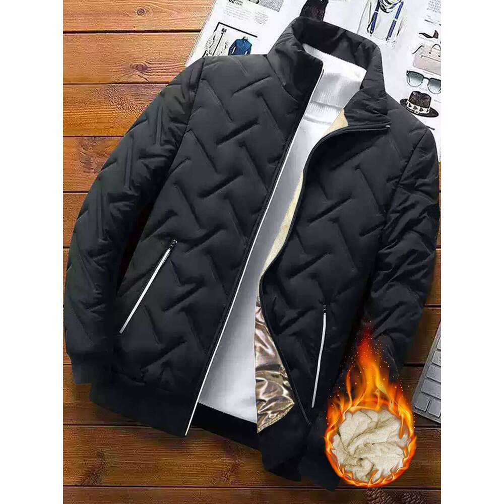 Men's Casual Stand-Up Collar Jacket, Autumn Winter Style Coat, Windproof, Cold-Proof, and Warm Top J260626