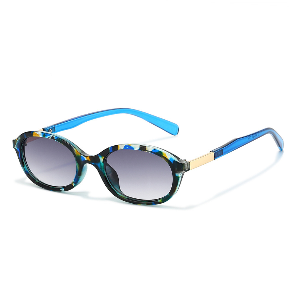 2026 New Vintage Oval European And American Simple Fashion Versatile Small Frame Plain Lens Export Sunglasses - view 4