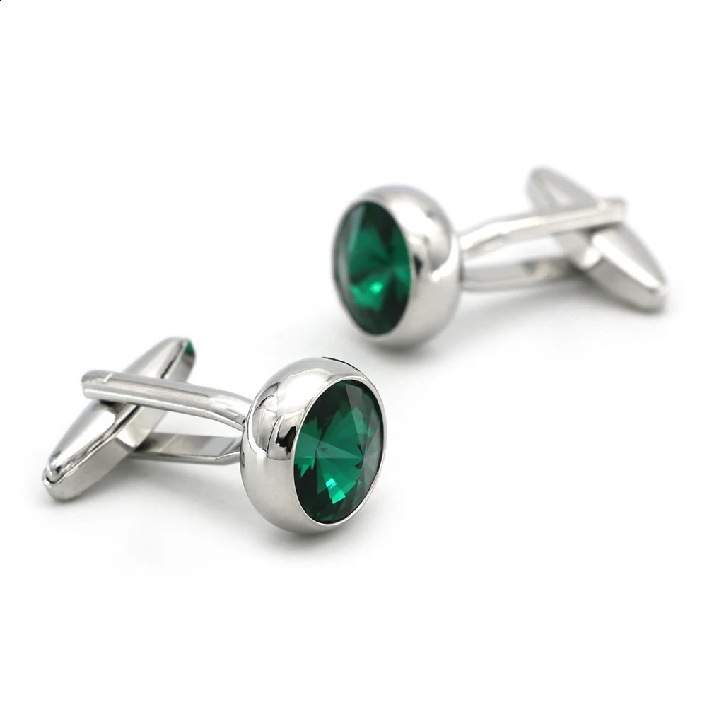 Mens Crystal Cufflinks Green Color Stone Top Quality Wedding Cuff Links 260626 - view 5