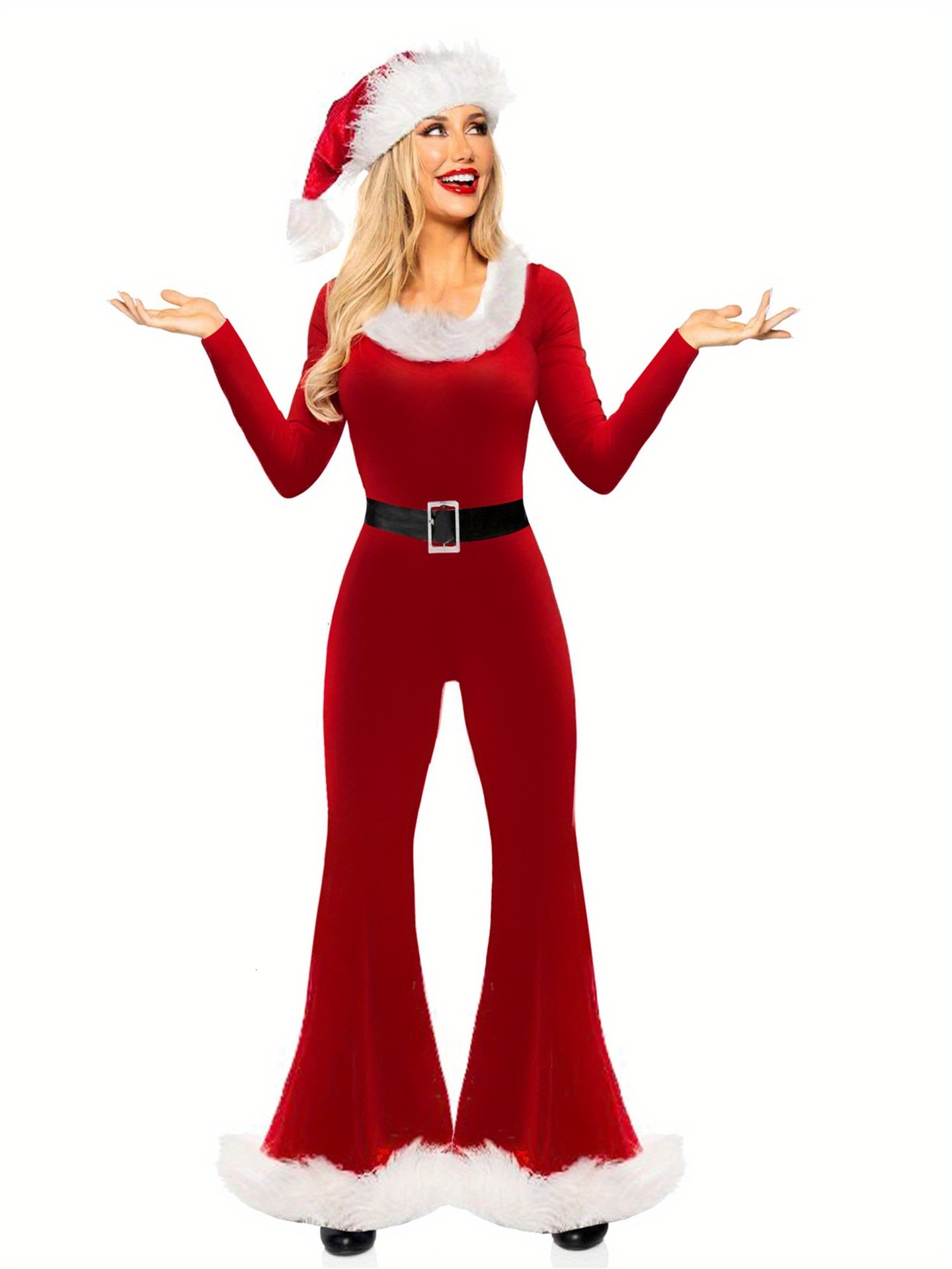 Womens Long Sleeve Jumpsuit Womens Solid Color Loose Drop Shipping Holiday Outfit One Piece For Women Daily Christmas Party Family Gathering Outfits - view 4