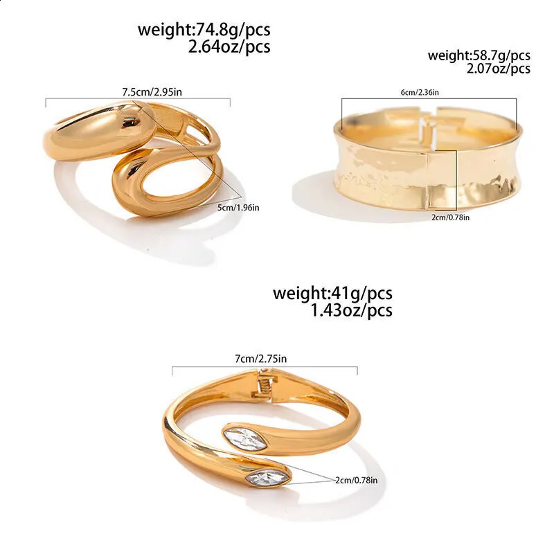 IngeSightZ Trendy Smooth Metal Water Drop Spring Bangles for Women Punk Irregular Texture Concave Bracelet Party Jewelry260624 - view 6