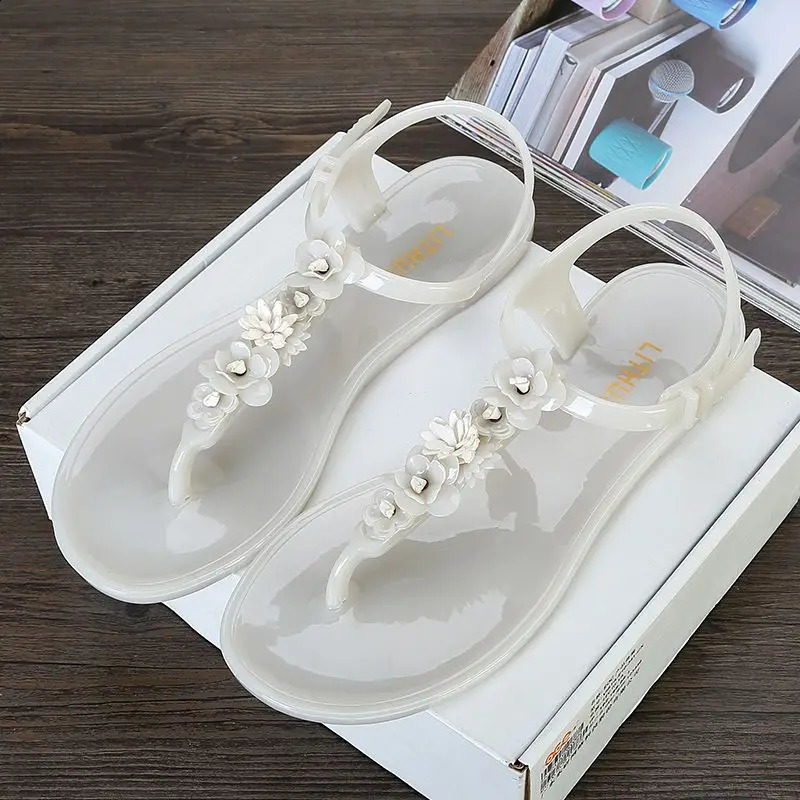 Sandals for Woman with Low Heels Summer Black Womens Shoes Plastic Footwear Flipflops Beach Pvc Breathable Fashion H 260626 - view 4