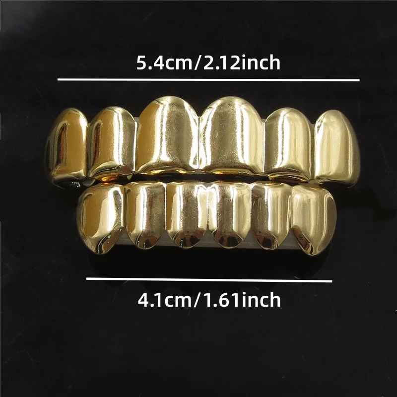 Gold Silver Plated HIP HOP Teeth Grillzs Top Bottom Grills Set With silicone Shiny Tooth Sets 260626 - view 4