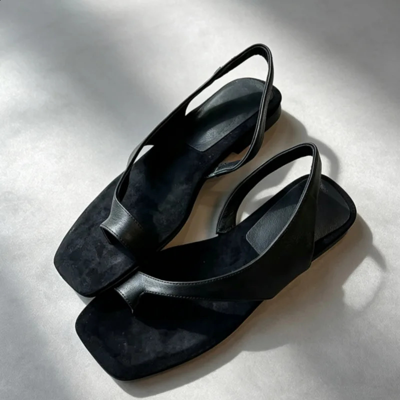 2026Women Flat Sandals Casual Soft Leather Suede Square Clip Toe Summer Shoes for Women Beach Party Daily Wear Sandalias Mujer 260626 - view 4