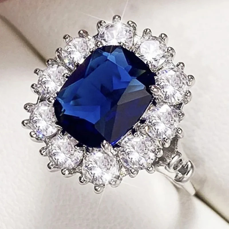 Huitan Trendy Prong Setting WhitePinkBlue Cubic Zirconia Lady Rings for Wedding Party Anniversary Gift Engagement Accessories 260625