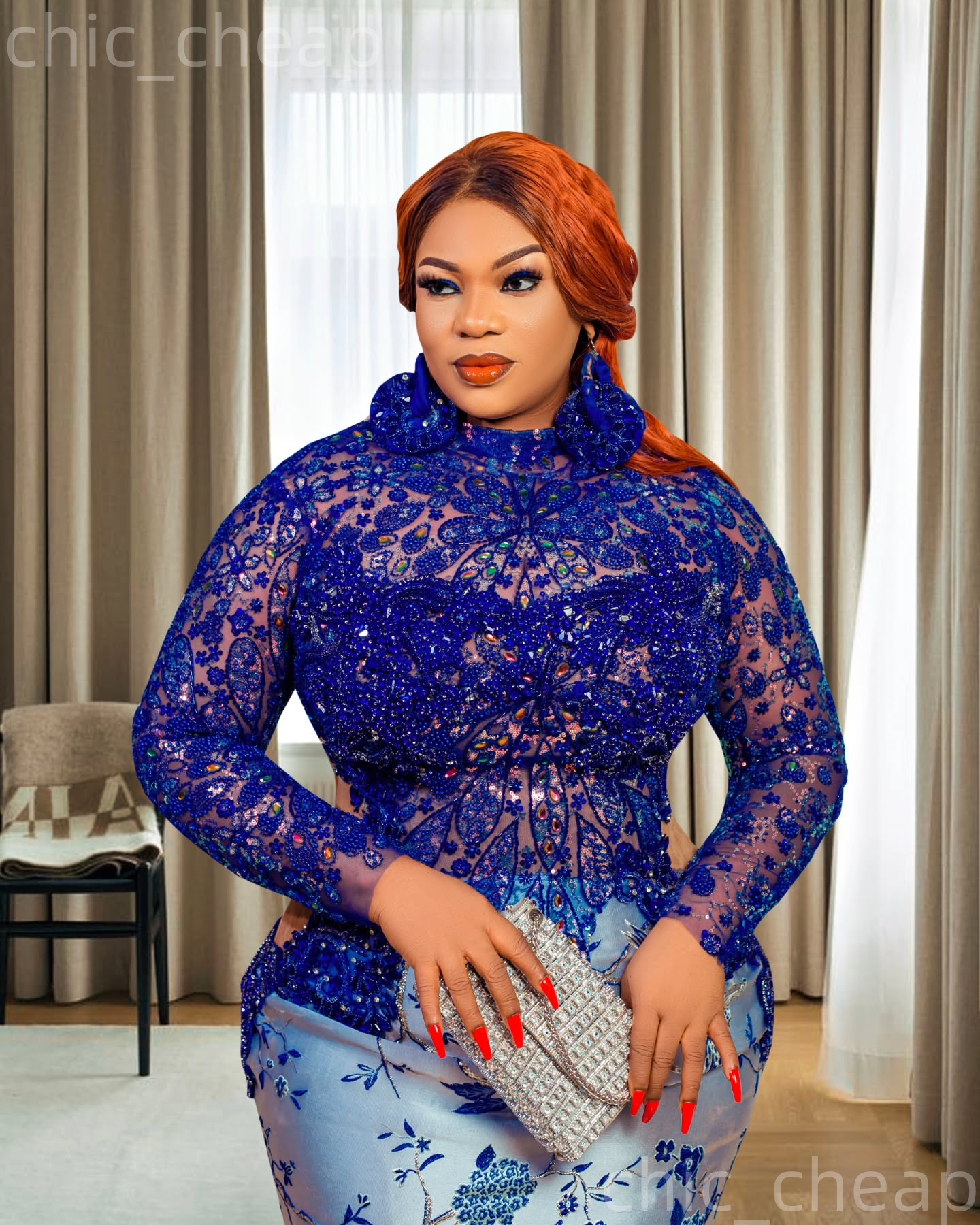 Aso Ebi Royal Blue Mermaid Prom Dress 2026 Evening Dress Lace Illusion Crystals Birthday Formal Women Pageant Party Gowns Long Dinner Dresses ZJ080 - view 5