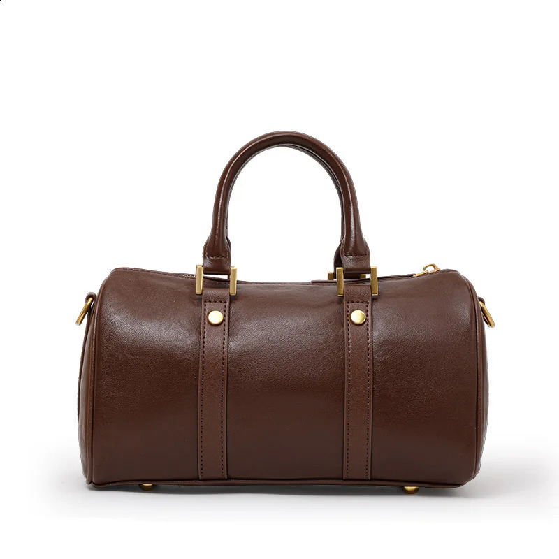 Genuine Leather Womens Handbag with Shoulder Strap - Crossbody Single-Shoulder Cylindrical Pillow-Shaped Storage Bag 260626 - view 3
