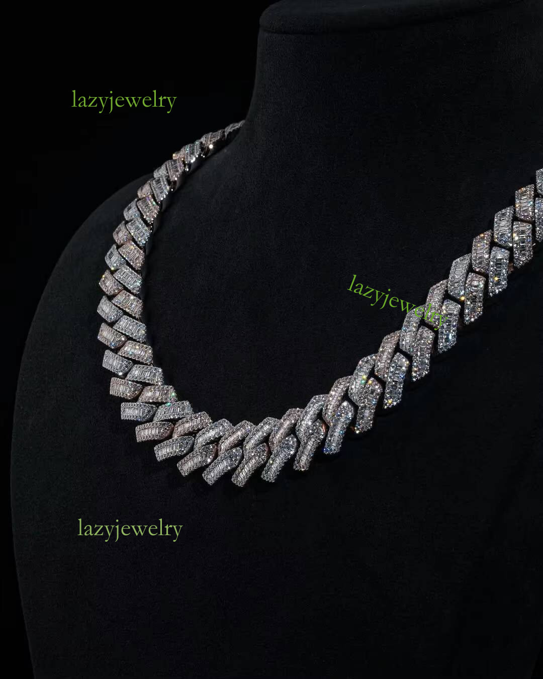 Diamond set moissanite diamond Cuban necklace 13mm ice crystal Myer Mi necklace bracelet men trend daily wear accessories - view 3