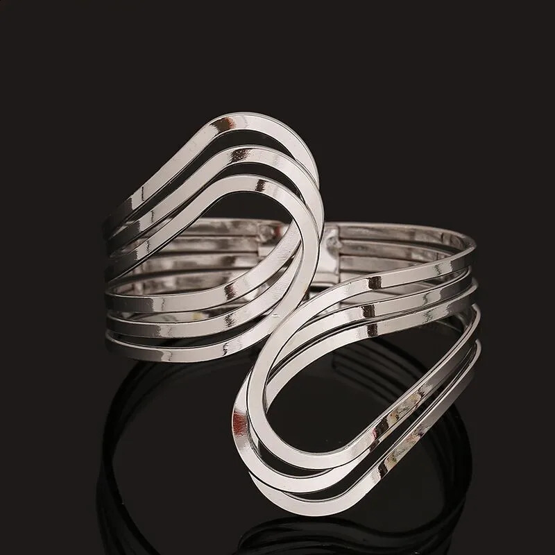 DIEZI Bijoux Gypsy Fashion Gold Silver Plated Punk Hip Hop Cuff Wide Men Bangles Arm Bracelet for Women Bracelets 260623 - view 6