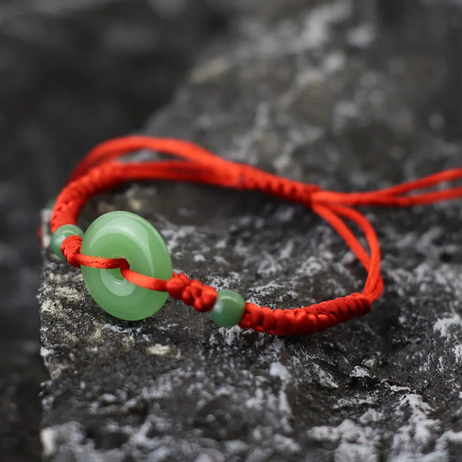 Braided Red Rope Bracelet White Jade Men Women Amulet Peace Buckle Friendship Couple Lucky Hand Year Gift 260617 - view 7