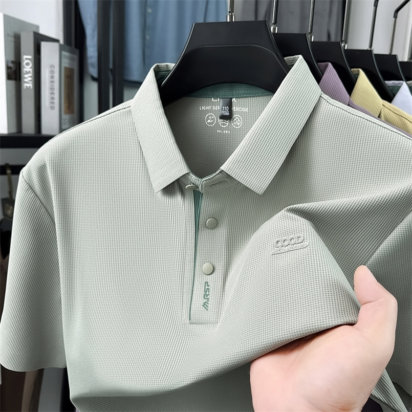 Ice Silk Cool Short Sleeved Polo Shirt for Men in Summer 2026 Thin Style Lapel T-shirt Half Sleeve Dads Top 260618CJ