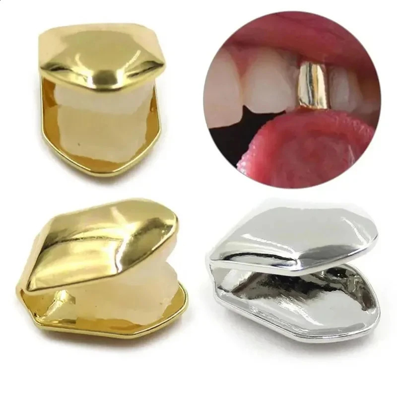 1234pcs Fashion Gold Color Small Single Tooth Cap Grills Hip Hop Style Teeth Grill Golden Dental Braces Teeth Makeup Tools 260626 - view 3