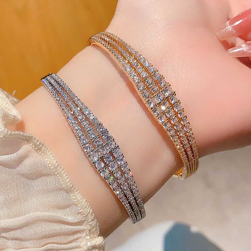 Korean Style European And American Fashion Jewelry Micro Inlaid Full Zirconia Adjustable Bracelet