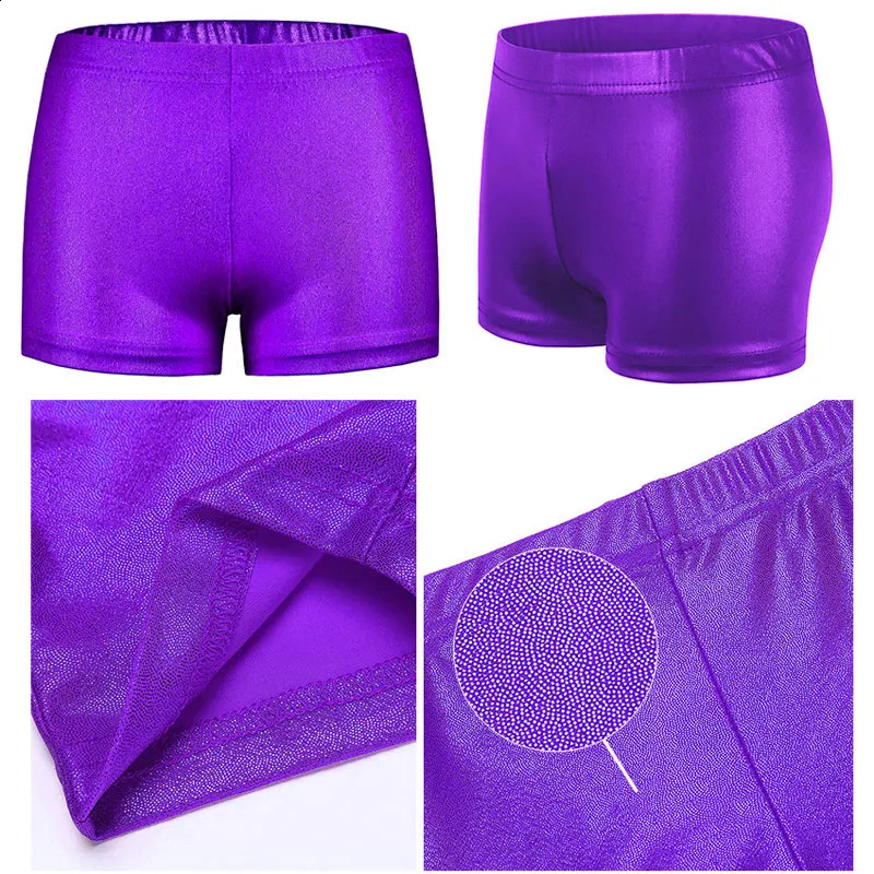 Dance Shorts for Girls Kids Bronzing Metallic Pants Elastic Children Glossy Gymnastic Dancewear Blank Solid Sports Shiny Glitter 260626 - view 7