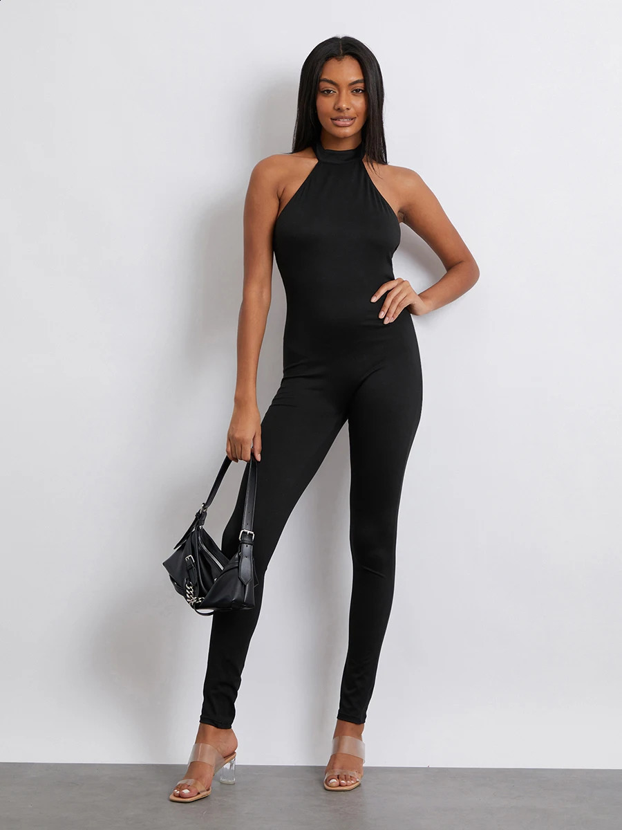 Fashion Women Jumpsuit Sleeveless Halterneck Backless Solid Slim Long Romper Party Clubwear SXL 260626 - view 5